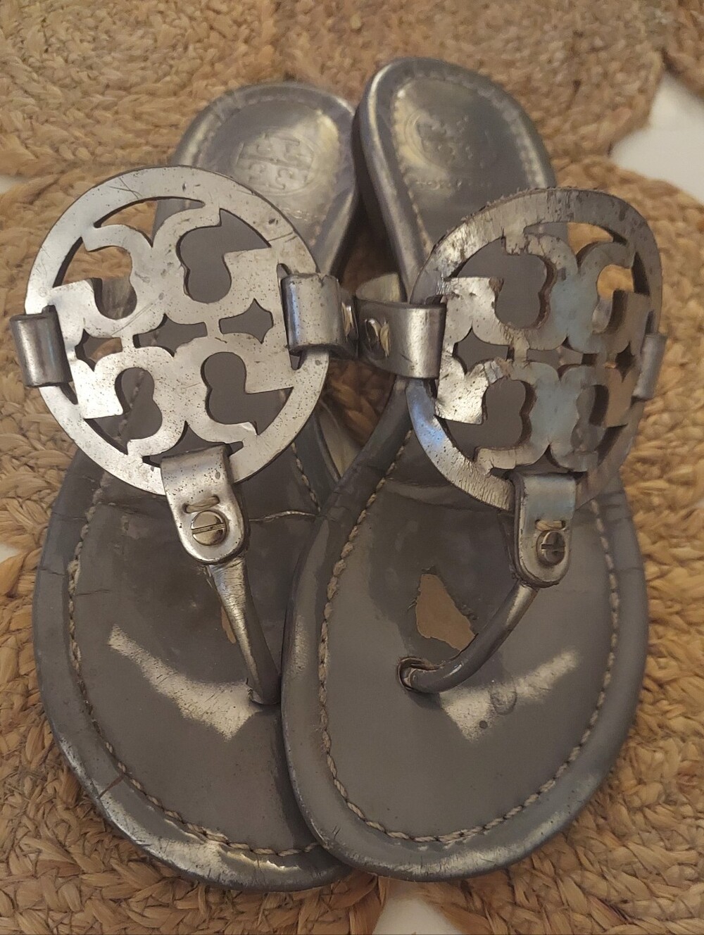 Tory Burch Miller Slides Silver